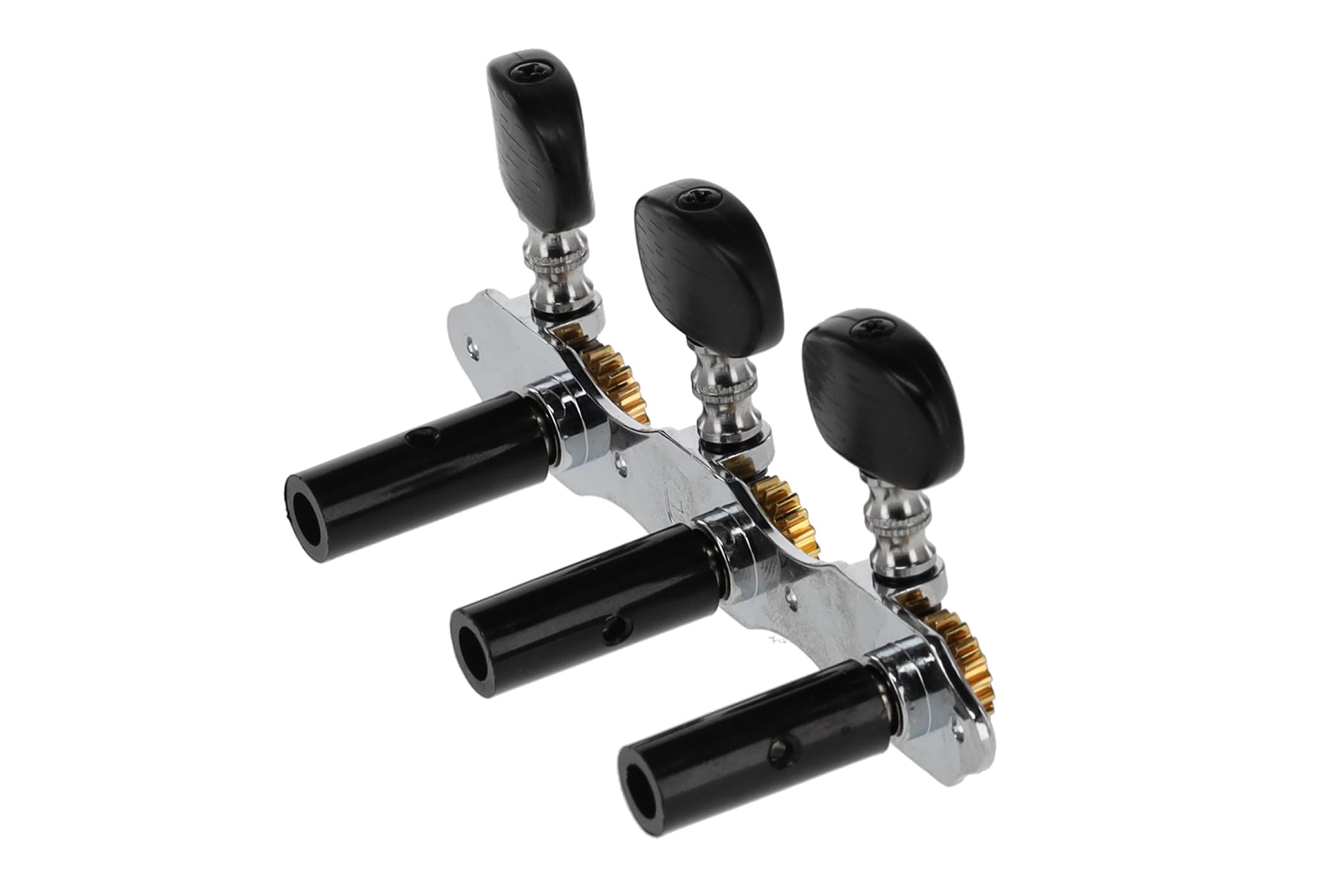 GEWA Meccanica per chitarra classica - Albero in nylon Ø 9,5 mm nero - Distanza tra gli alberi 35 mm - Manopole in acrilico avvitate - Set cromato lucido - senza Lyra