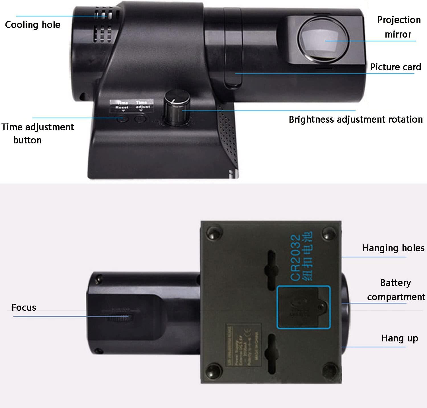 Amazon.co.jp: プロジェクションクロック、180°回転可能な