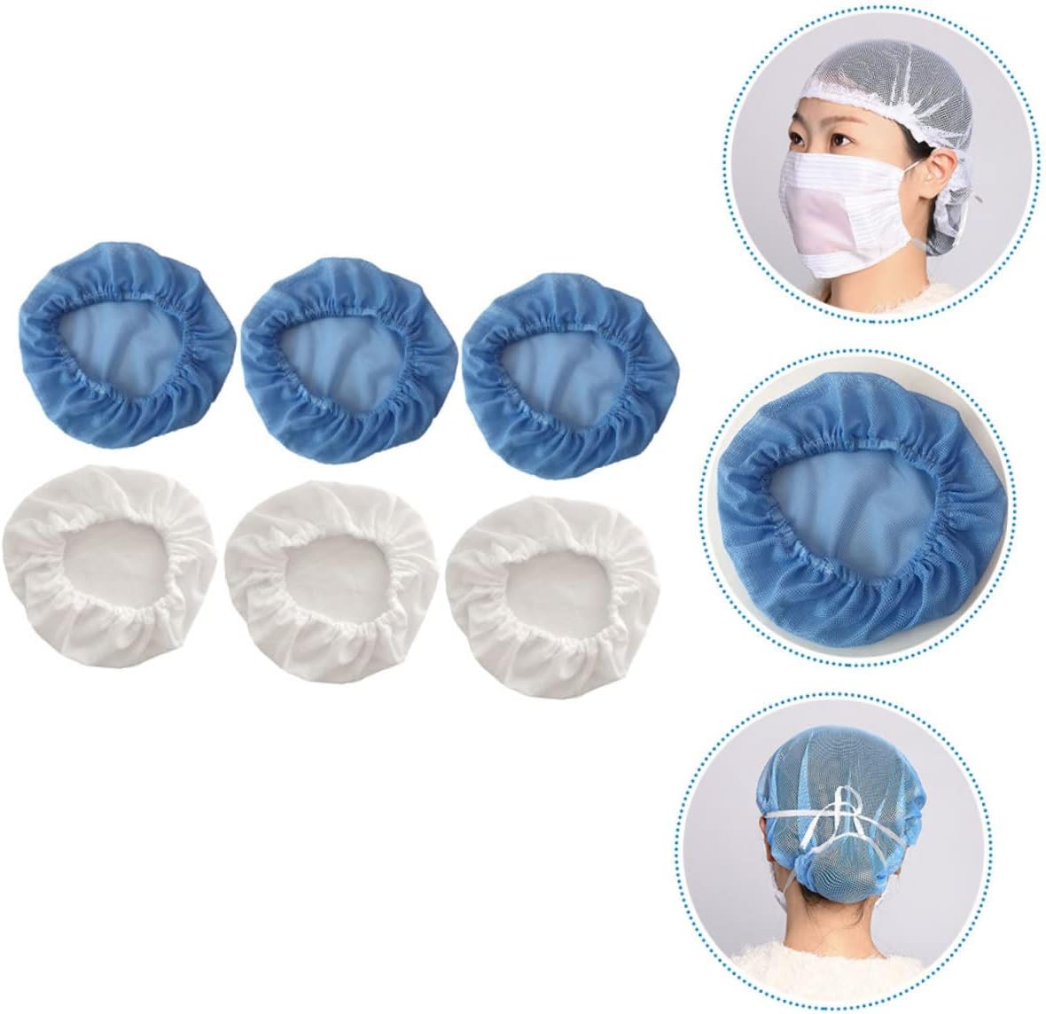 LIFKOME 4sets Men's Work Hat Static Free Beanie Satin Lining Comfortable Cleaning Cap 6pcs*4 Blue White