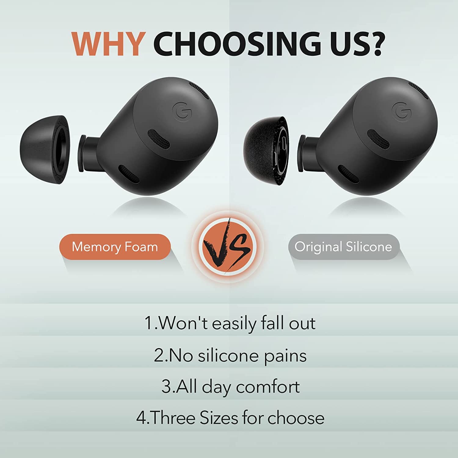 Klowcok Lot De 3 Paires D'embouts D'oreille De Rechange En Mousse à Mémoire De Forme Pour Google Pixel Buds Pro/Pro 2, Pas Pour Pixel Buds/A-Series, Ajustement Confortable (3 Paires, S/M/L, Noir