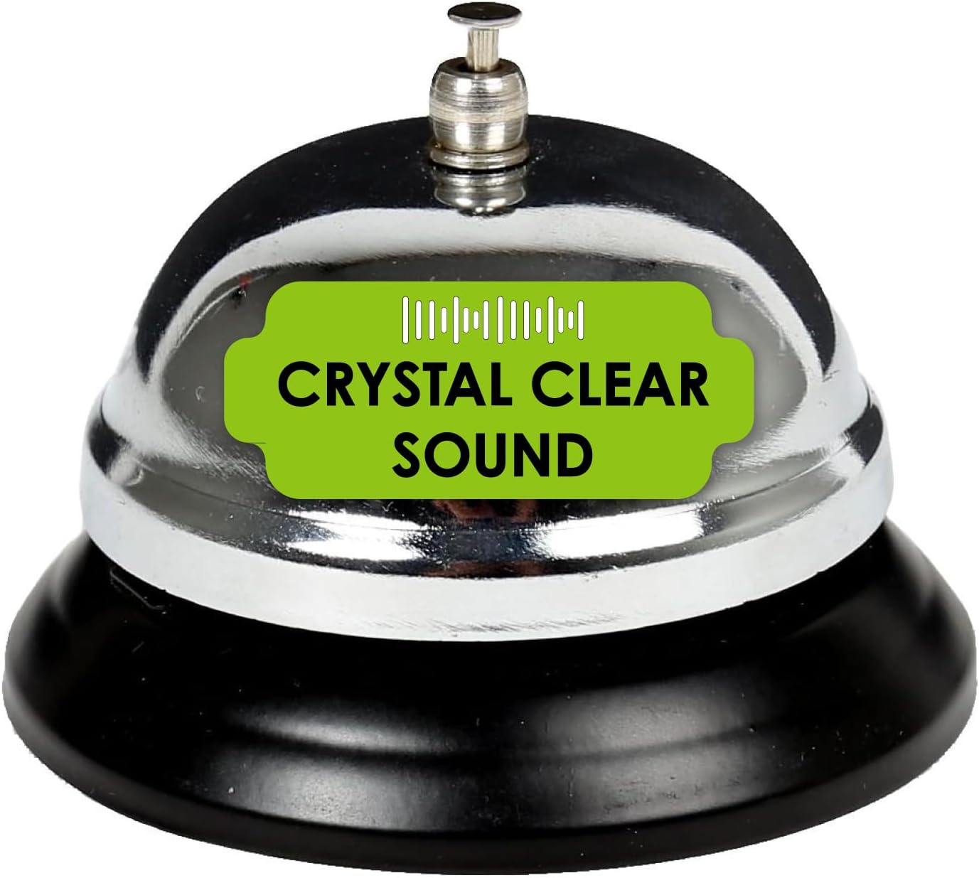 Classic Chrome Desk Bell, Chrome Silver Finish with Black Plastic Base, Perfect for Reception, Office, Classroom, Restaurant Waiting Area, and Service Counter, 3.5" D x 3" H