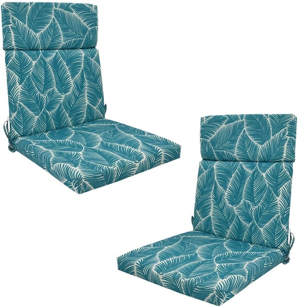 Set Of 2 Waterproof High Back Garden Chair Cushions Indoors/Outdoors Seat Cushion Sun Lounger With Ties For Patio, Loungers, Recliners & Rocking Chairs(Style D)