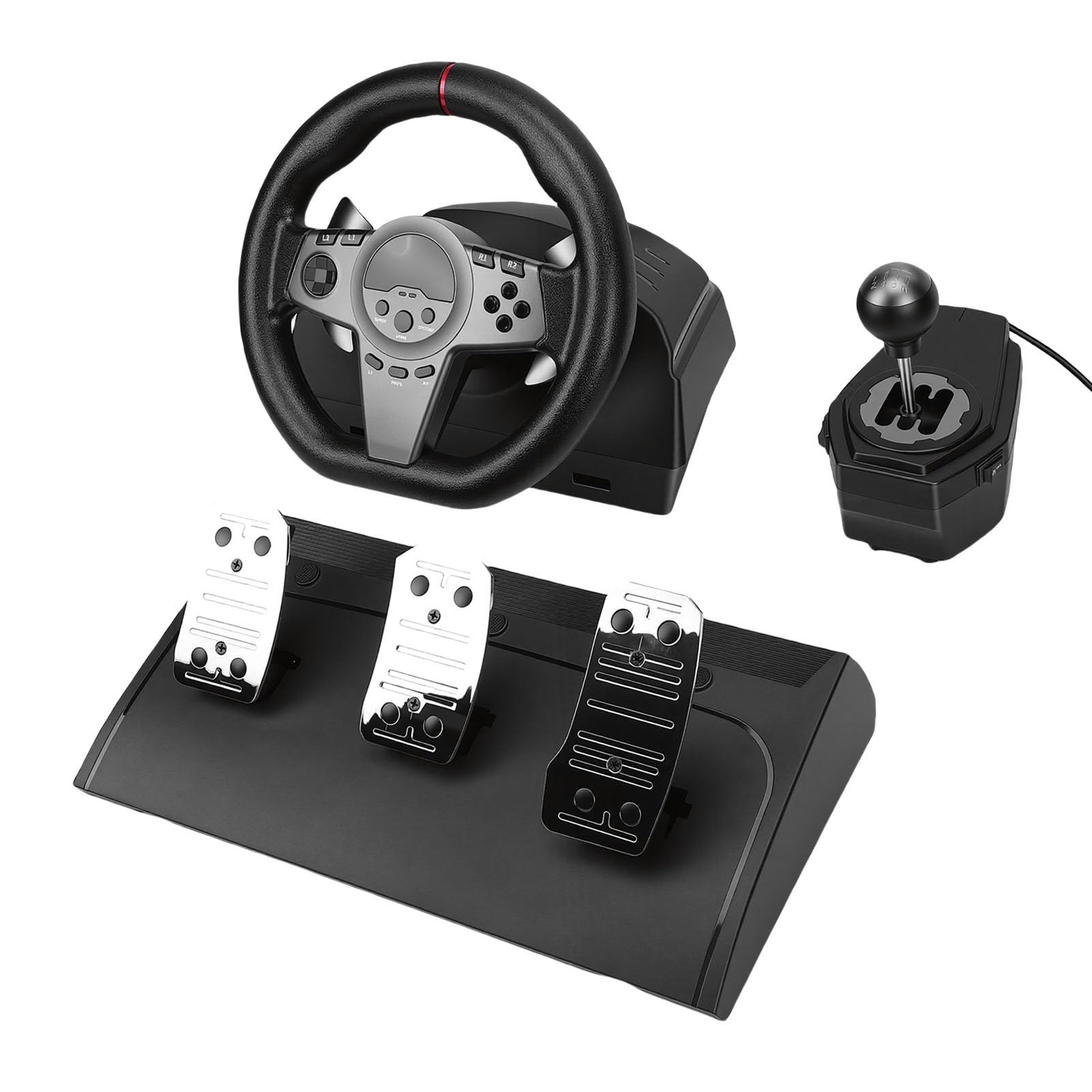 Cuifati Juego de Volante de Carreras de 270° con Pedales Hall y Paletas de para Simulador de Conducción de Juegos de PC