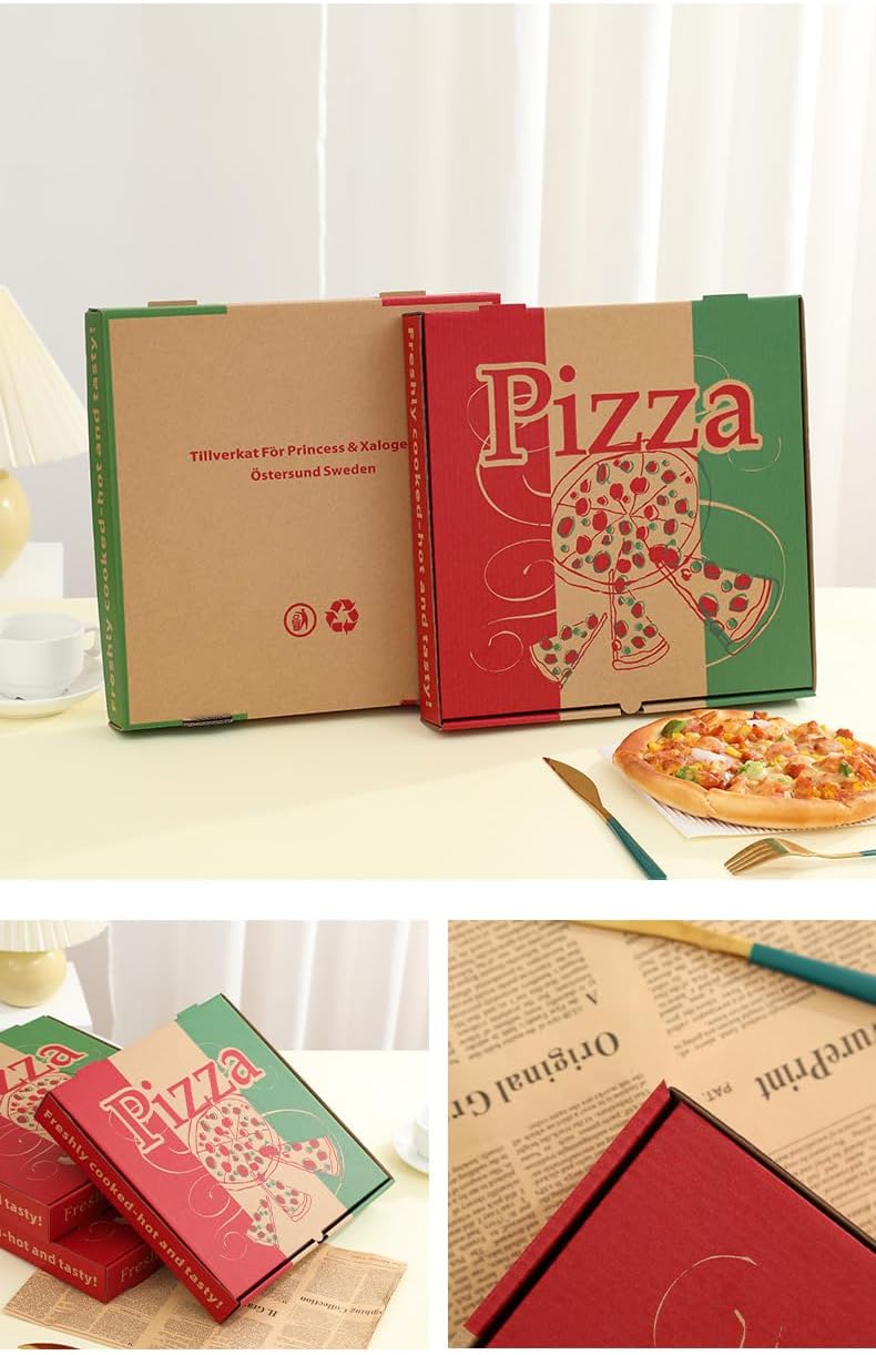 ピザ箱 ボックス 使い捨て 容器 デリバリー テイクアウト 持ち帰り 業務用 紙 50枚 (9インチ（24*24*4.5cm）,C)