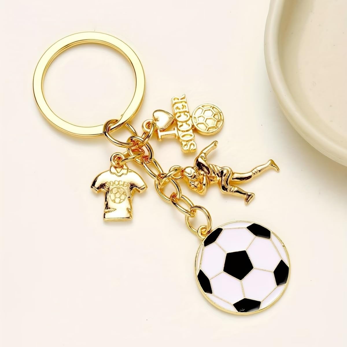 Football Themed Keyring Zinc Alloy Enamel Soccer Ball Multi Charm Design For Backpack Bag Charm Festive Gift Ornament