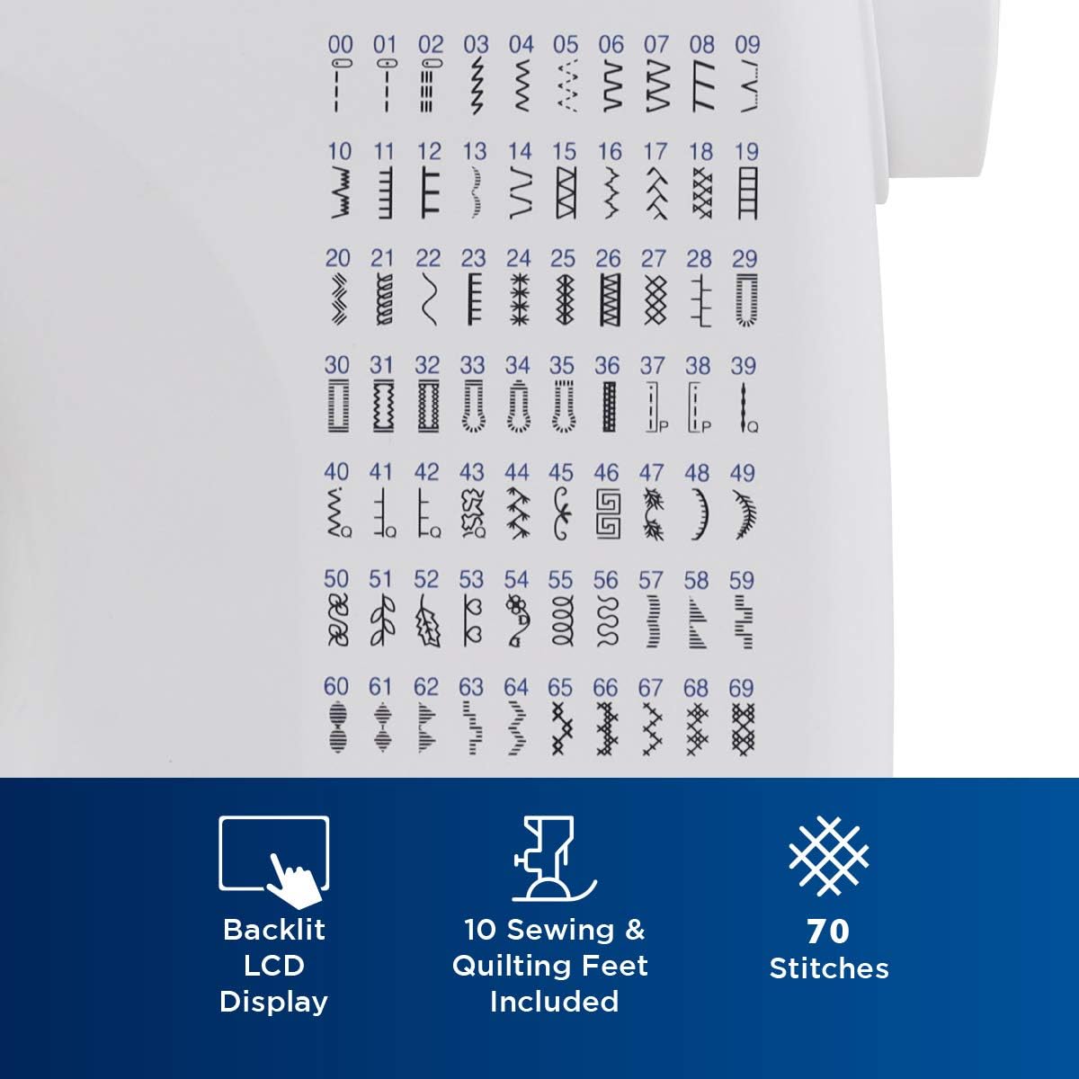 Brother Sewing and Quilting Machine, CS7000i, 70 Built-in Stitches, 2.0" LCD Display, Wide Table, 10 Included Sewing Feet