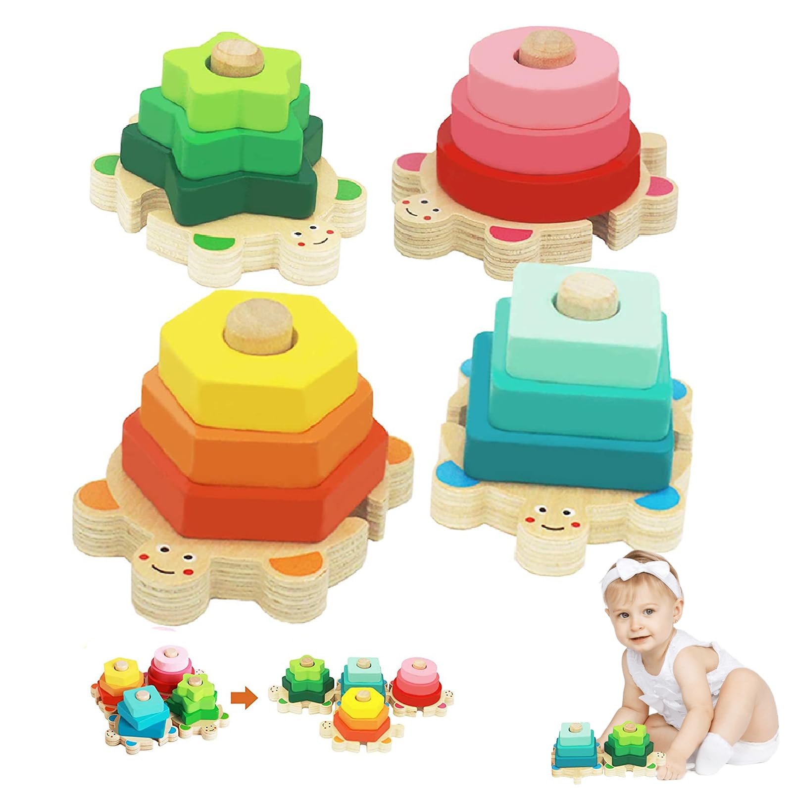Goorder Giochi Bambini, Giocattoli da Puzzle in Legno, Giocattolo Montessori Educativo Ordinamento Blocchi Costruzioni, Ragazzo Ragazza per 1 2 3 4 Anni, Regalo per Compleanno e Natale