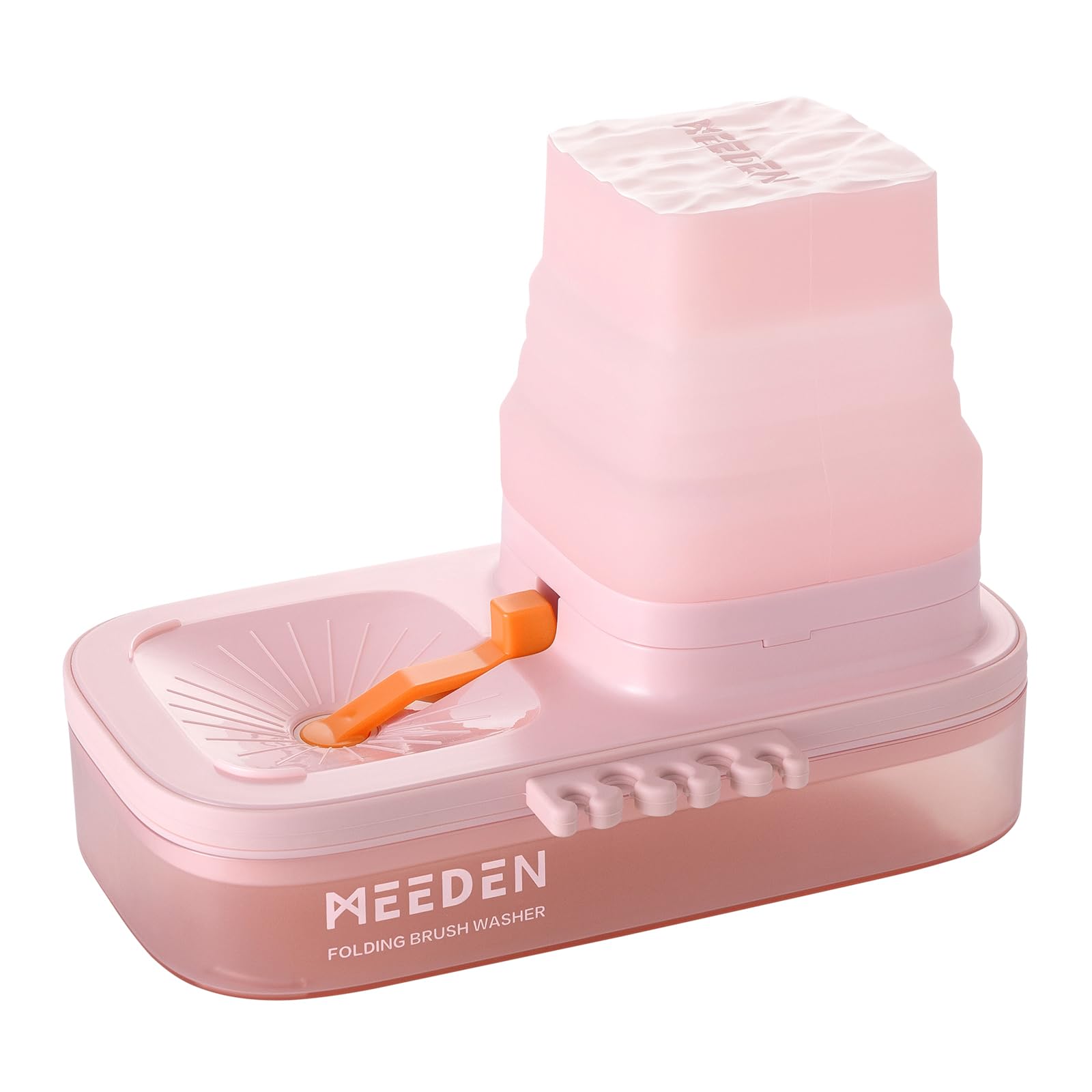 MEEDEN Nettoyeur de pinceaux portable : rinceur de pinceaux avec porte-pinceau en silicone à 5 emplacements – Rondelle de pinceau pour aquarelle acrylique et peintures à base d'eau, rose