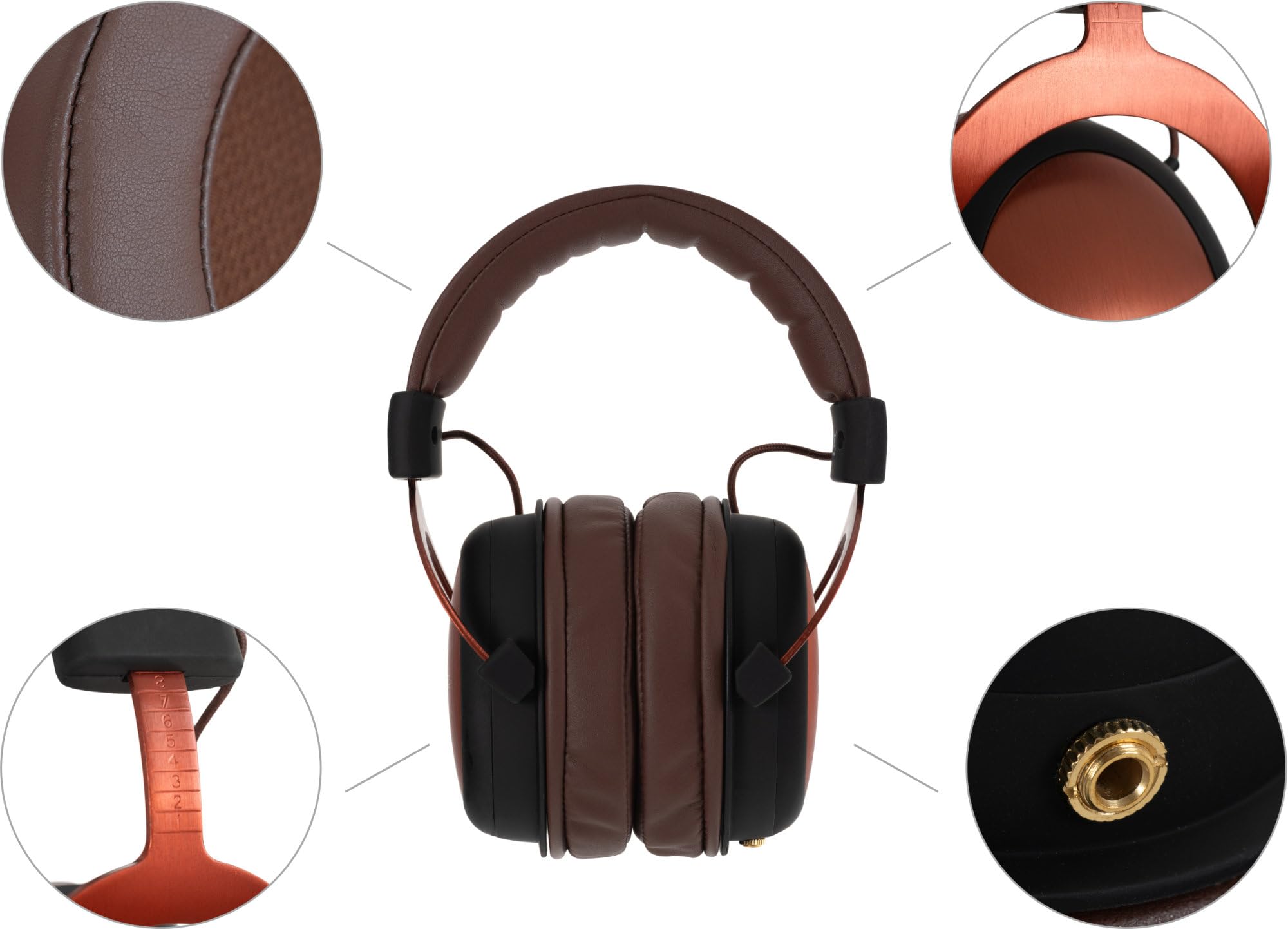 Pronomic KH-6093 KU Auriculares de Estudio Cobre/Marrón, 3 mm, Peso: 285 g | Auriculares cerrados Over-Ear con gran comodidad, Impedancia nominal: 60 ohmios, Sensibilidad: 98 dB (± 3 dB), 3 mm