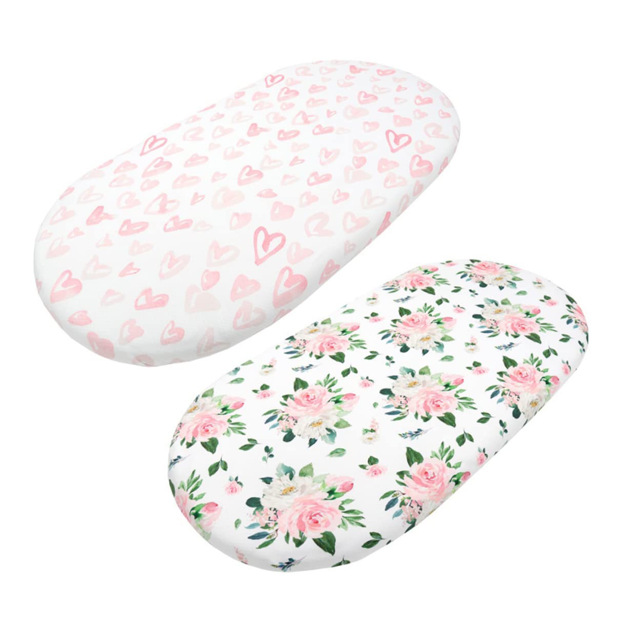 Housse de matelas berceau 2pcs coton blanc lit bébé rectangulaire ovale