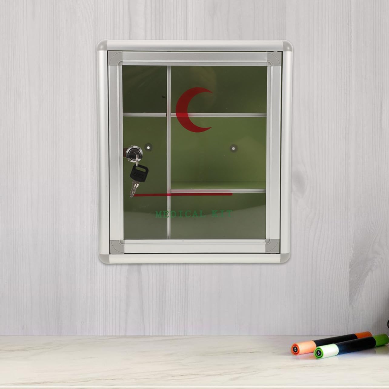 ULTECHNOVO Botiquín de Pared Pequeño con Cerradura para Medicamentos | Aleación de Aluminio y Tablero de Densidad, Almacenamiento Multifuncional, Uso Doméstico y Actividades al Aire Libre