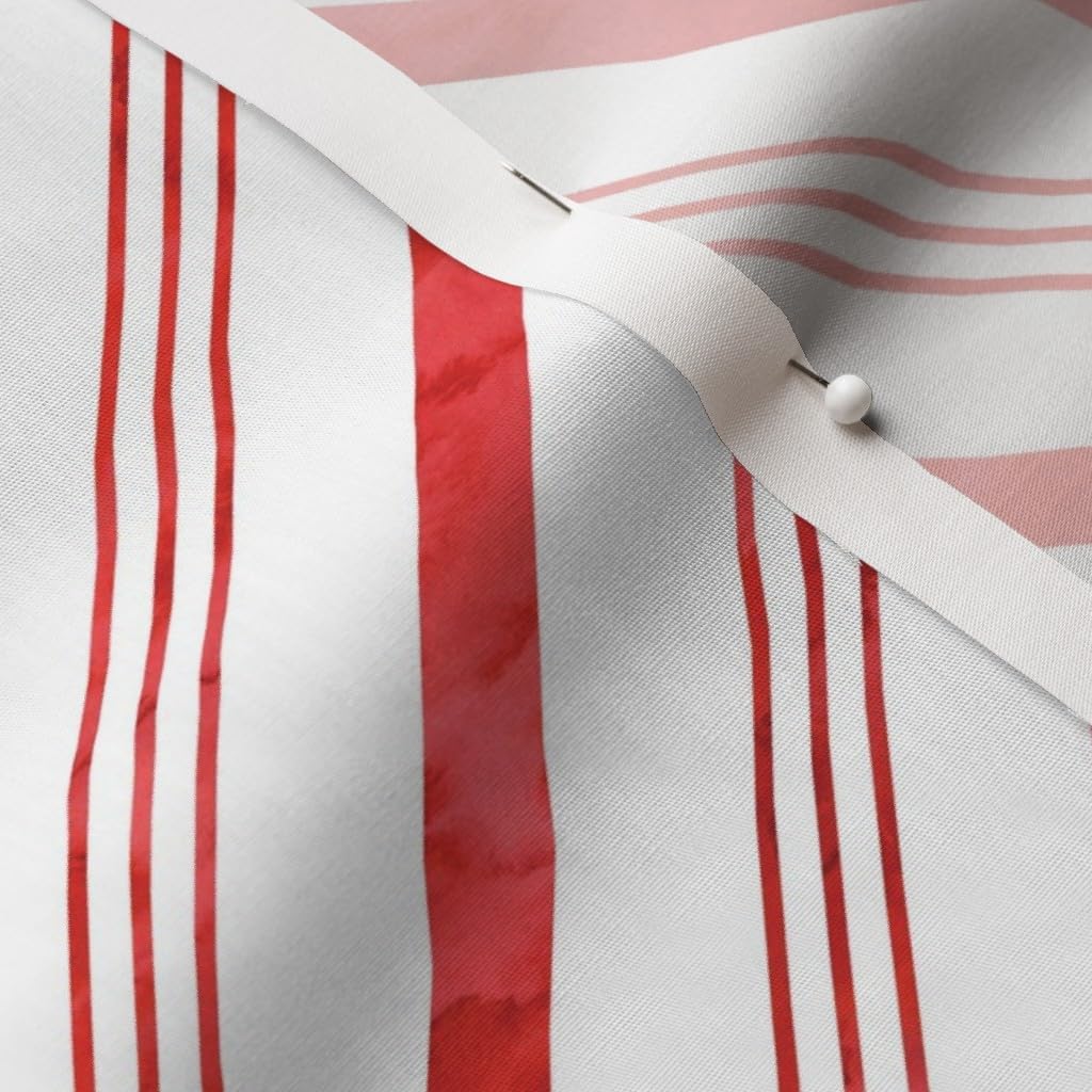 Spoonflower Fabric - Watercolor Candy Stripes Red Christmas Trendy Stripe Striped Printed on Cotton Poplin Fabric by The Yard - Sewing Shirting Quilting Dresses Apparel Crafts