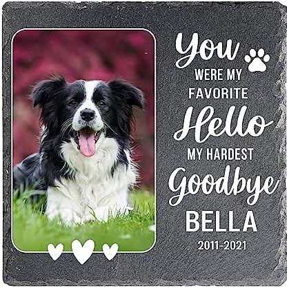 Dog Memorial Gifts for Loss of Dog, Pet Memorial Gifts for Dog, Dog Memorial Stone, Pet Memorial Stone Custom, Personalized Memorial Garden Stone Pet Grave Markers Headstone for Dog Cat Lovers