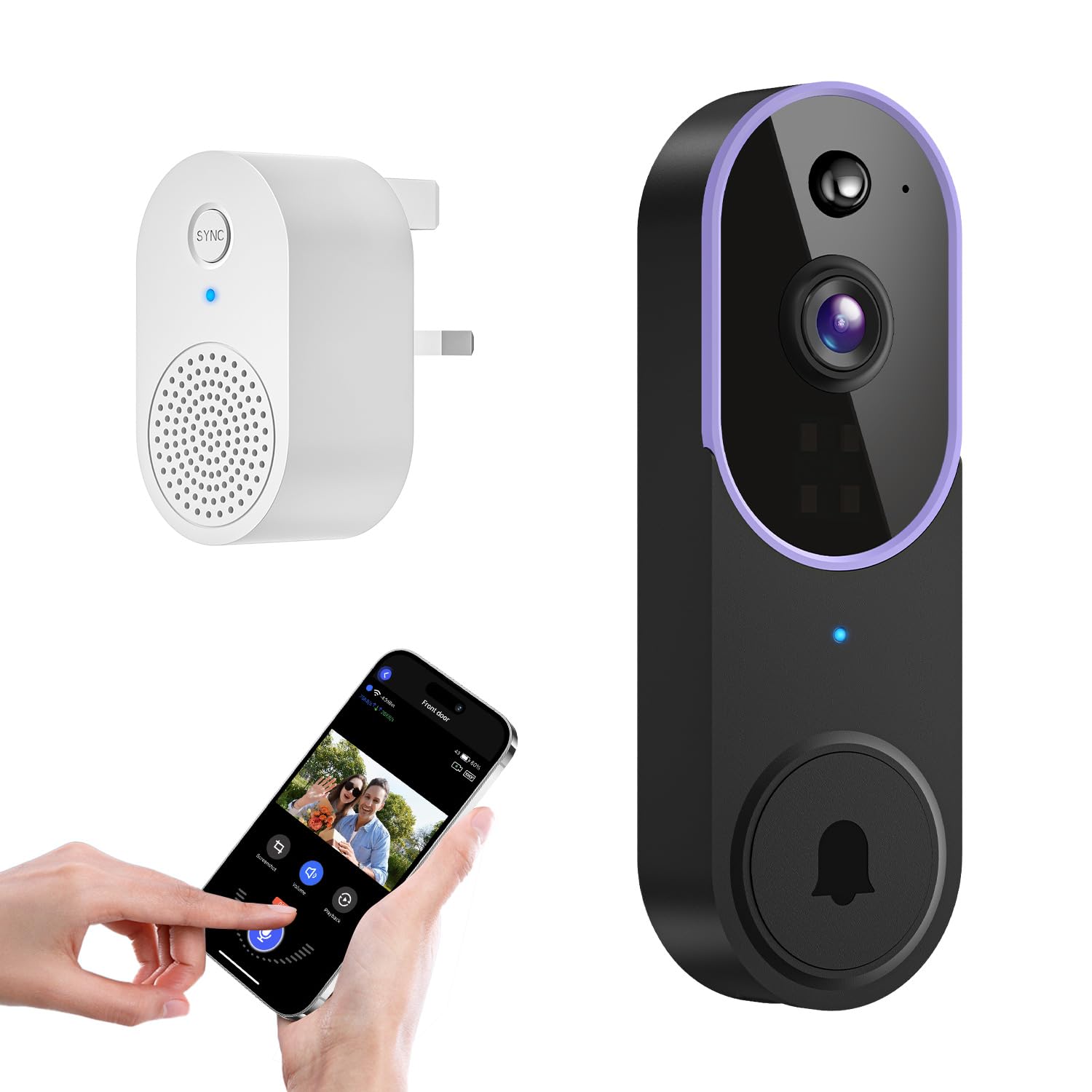 Sonnette vidéo WiFi sans fil pour surveillance de maison connectée