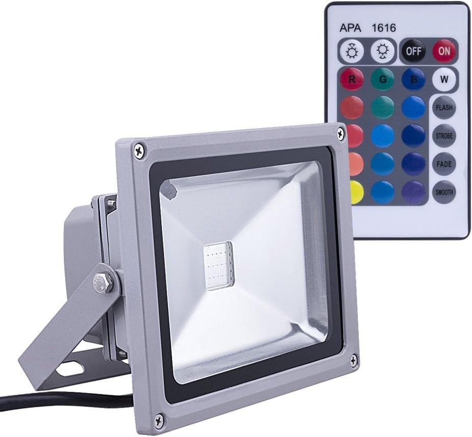 (Promotions Super Discount) Outdoor LED Flood Light, 20W RGB Color Changing Waterproof Security Lights with US 3-Plug & Remote Control for Garden,Scenic Spot,Hotel (Red,Green,Blue)