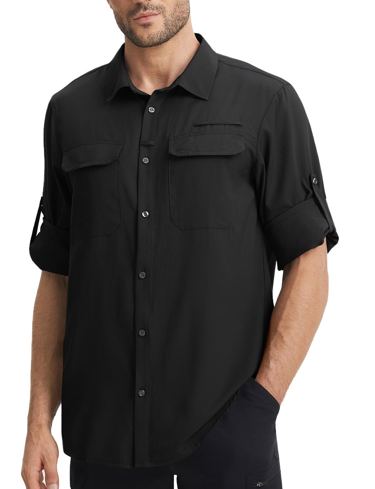 baleaf Langarmshirt Herren Funktionshemd UV-Schutz Langarm Hemd Jagdkleidung Atmungsaktiv UV Shirt Angelshirt Freizeithemd