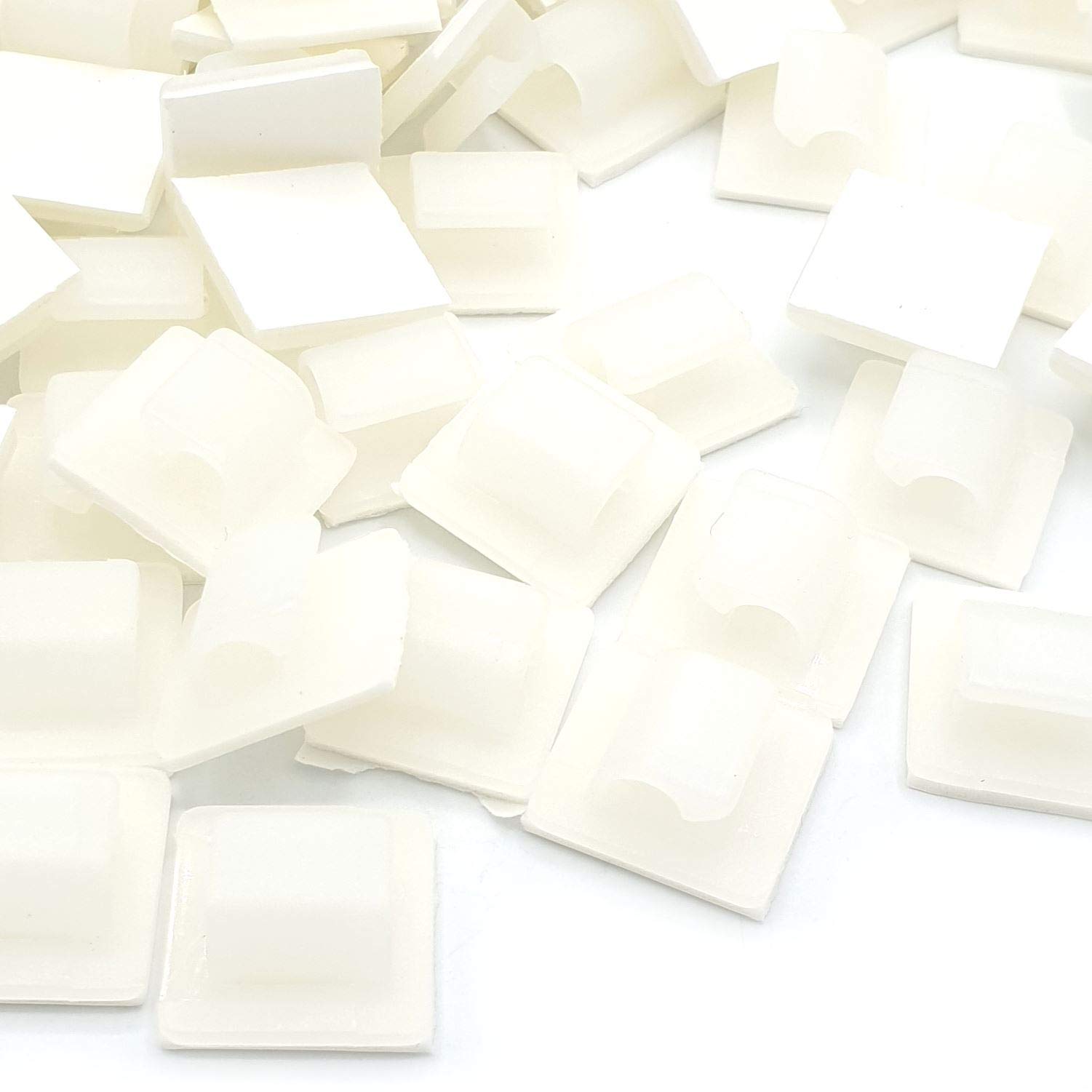 Pepte White 100 X Nylon Self Adhesive Cable Clips 16X16mm