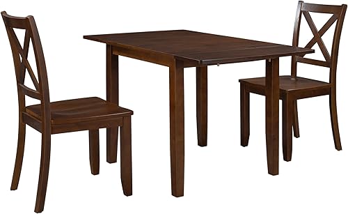 Miniatura 2 de Juego de mesa de comedor con 2 sillas de respaldo en X para un lugar pequeño de madera retro de 3 piezas mesa de comedor para 2 mesa rectangular