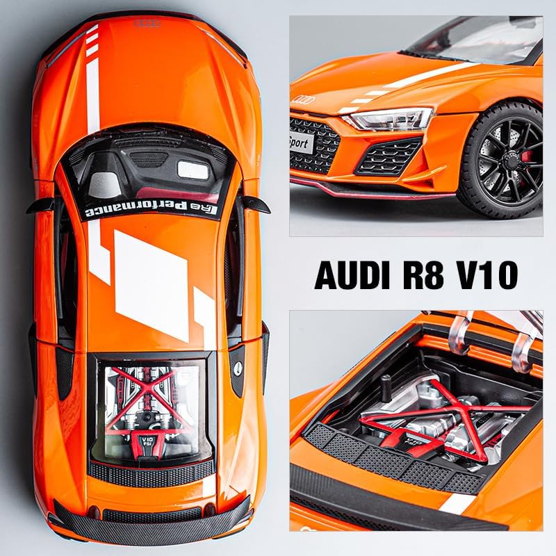 Fezeedi 1:24 Red Audi R8 V10 Exclusive Die-Cast Metal Car with