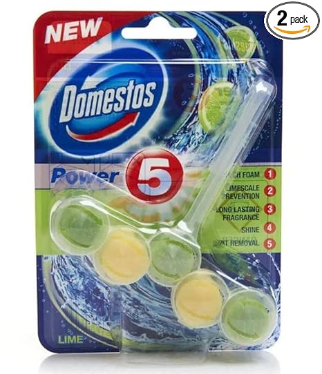 Domestos Power 5 Toilet Block Lime 55g Pack Of 2