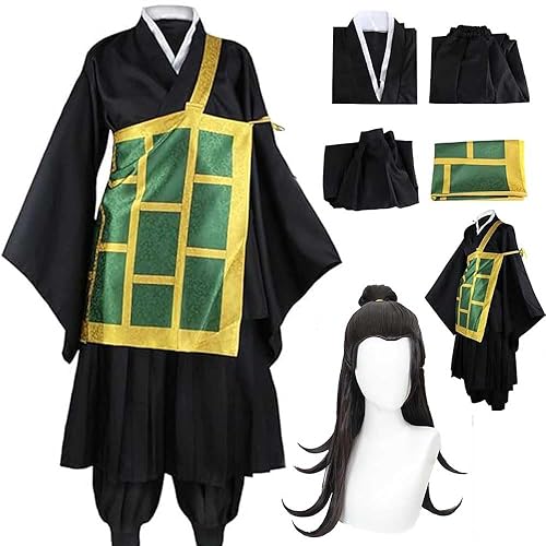 Lmetsky Geto Suguru Cosplay Costume Outfit Geto Suguru Kimono Uniform Black Full Set Halloween Men - Black - X-Small