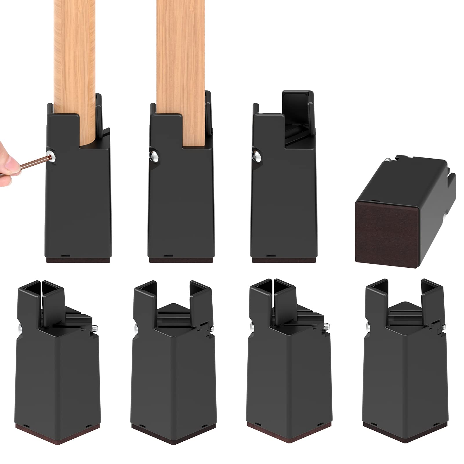 AIRUJIA 8 Packs Upgraded Furniture Risers, Adjustable Bed Riser 