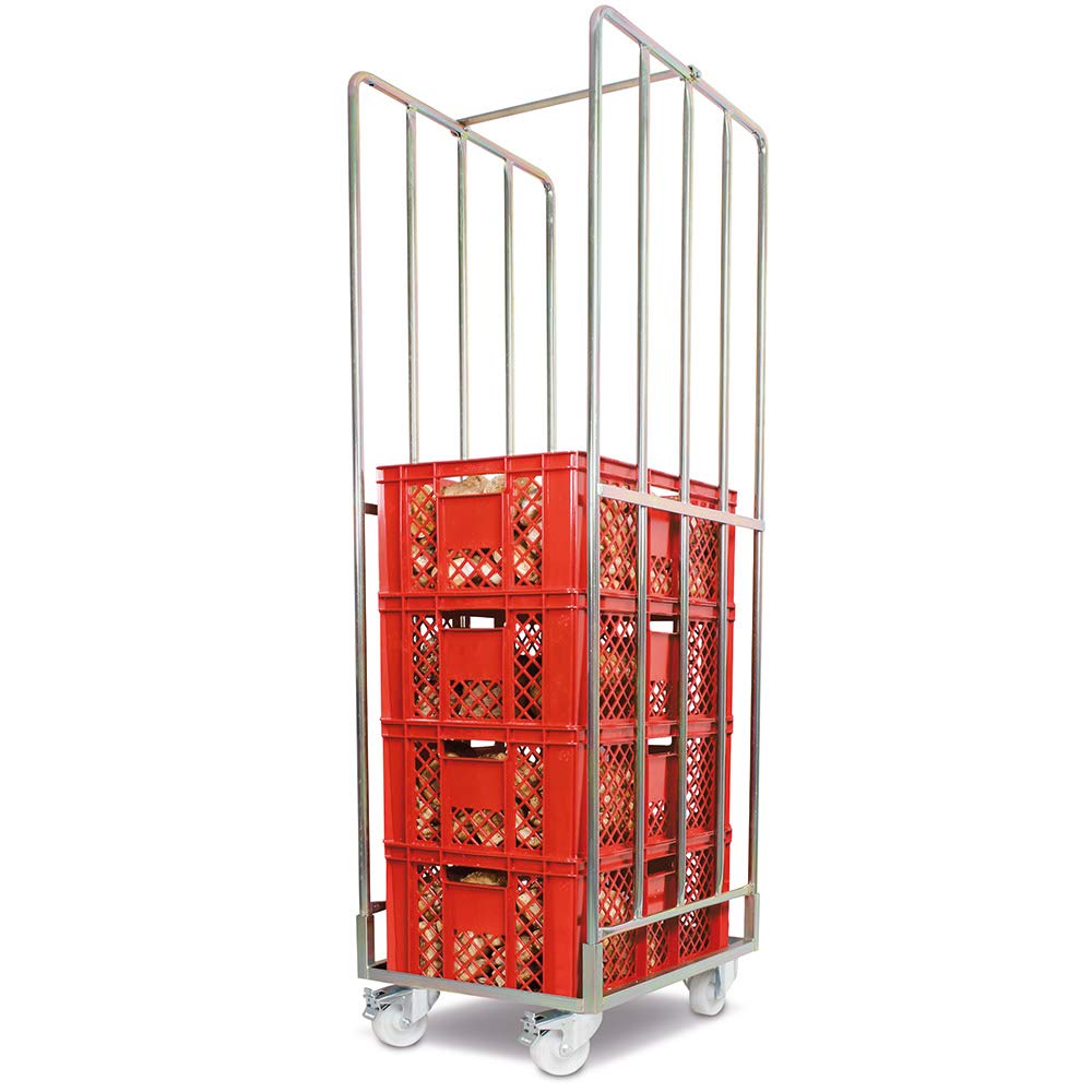 BRB Gitterwagen mit 2 Lenk- und 2 Bockrollen aus Kunststoff, Ø 100 mm, BxTxH 480x640x1740 mm,
