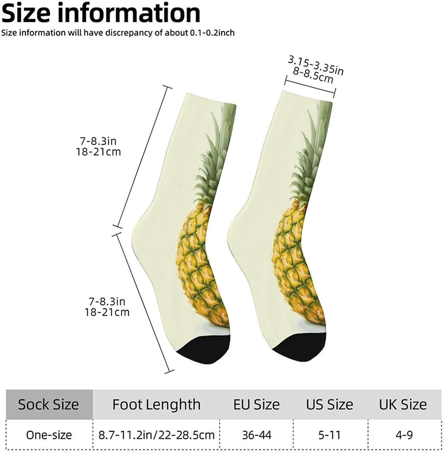 Fresh Pineapple Crew Sock High Stocking Grippy Socks | Socks for Men & Women,Stockings-Long Thin Tube Sports, Breathable Soft Athletic for Nurses,Travel
