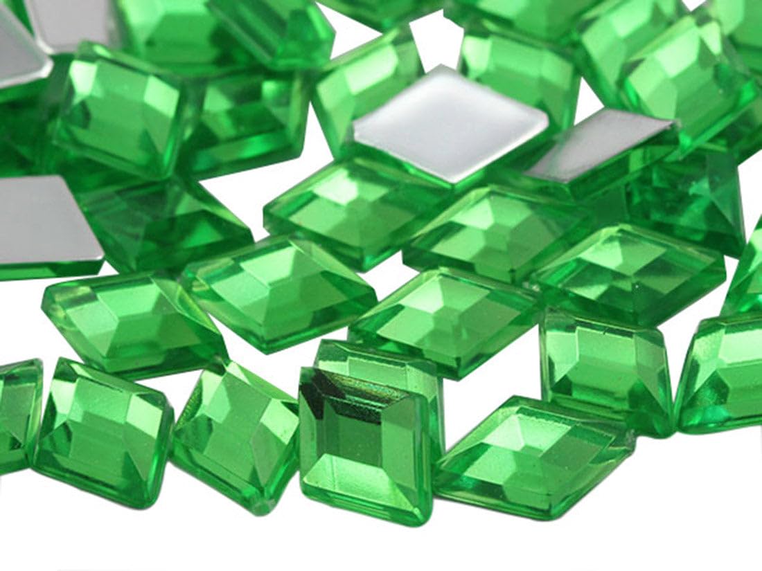 Allstarco Green Peridot .Pd2 10X7mm Flat Back Diamond Acrylic Rhinestones Plastic Gems For Jewelry Making Costume Jewels Cosplay Embelishments - 100 Pieces