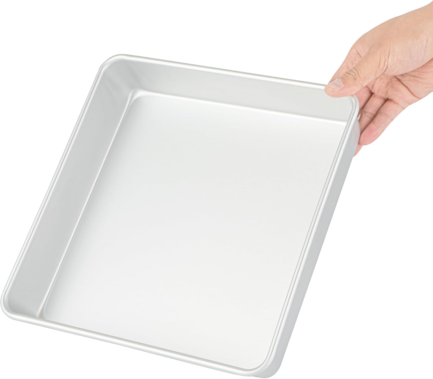 Restaurantware Square Aluminum Cake Pan - 10 x 10 x 2 Inch - Professional Brownie Pan - Straight-Sided Baking Pan - Even Heat Distribution - Silver - Image 9