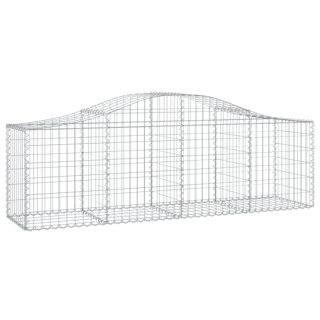 Gabionen mit Hochbogen 25 STK. 200x50x60/80 cm Drahtkorb Silber | Robuste Steinkörbe aus verzinktem Eisen für Terrasse und Vorgarten, inklusive verstärkter Verbindungs-Haken.