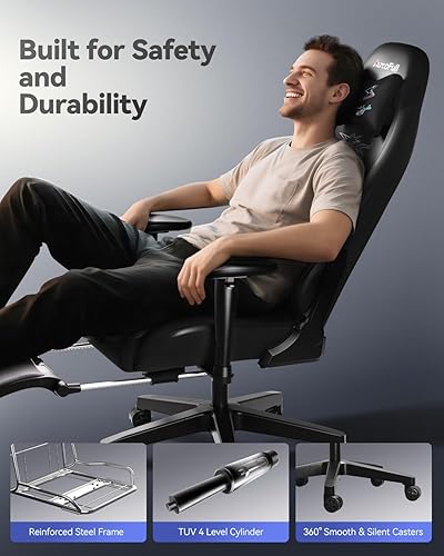 Miniatura 9 de AutoFull C3 Silla Gaming, Silla Gaming Estilo Carreras con Soporte Lumbar Ergonómico, Silla de PC de Cuero PU de Respaldo Alto Ajustable con