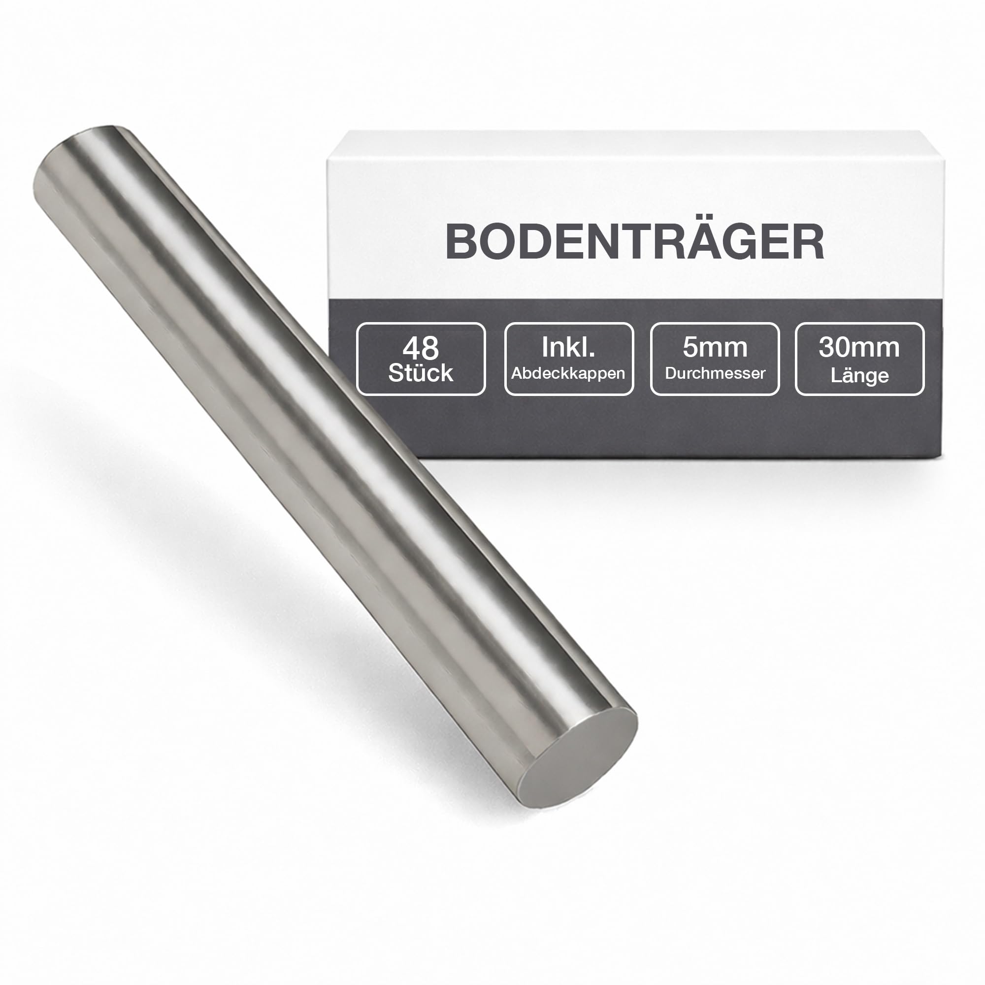 K-Möbel Regalbodenträger Glasboden- und Regalbodenträger 5mm x 30mm inkl Abdeckkappen