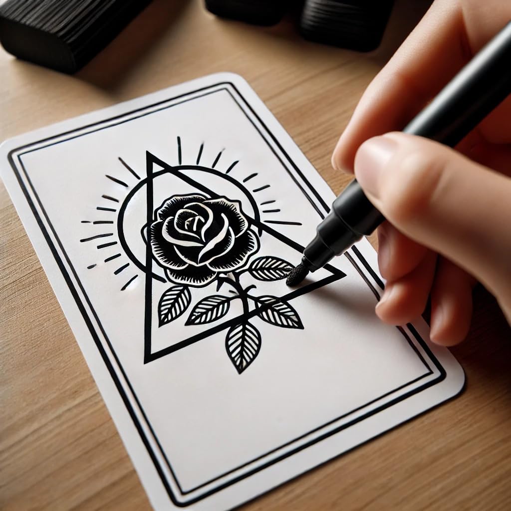 Leere Oracle Tarotkarten zum Beschriften – Erstellen Sie Ihr eigenes Orakel-Kartendeck – (80 Karten pro Box / 7 x 12,1 cm) – blanko weiß mit Design auf der Rückseite (schwarz mit metallischem