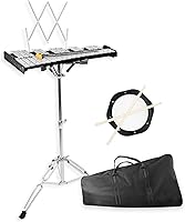 Vista 1 de Mr.Power Kit de campana Glockenspiel de 32 notas con almohadilla de práctica de 8 pulgadas, soporte de altura ajustable, clip de partitura musical