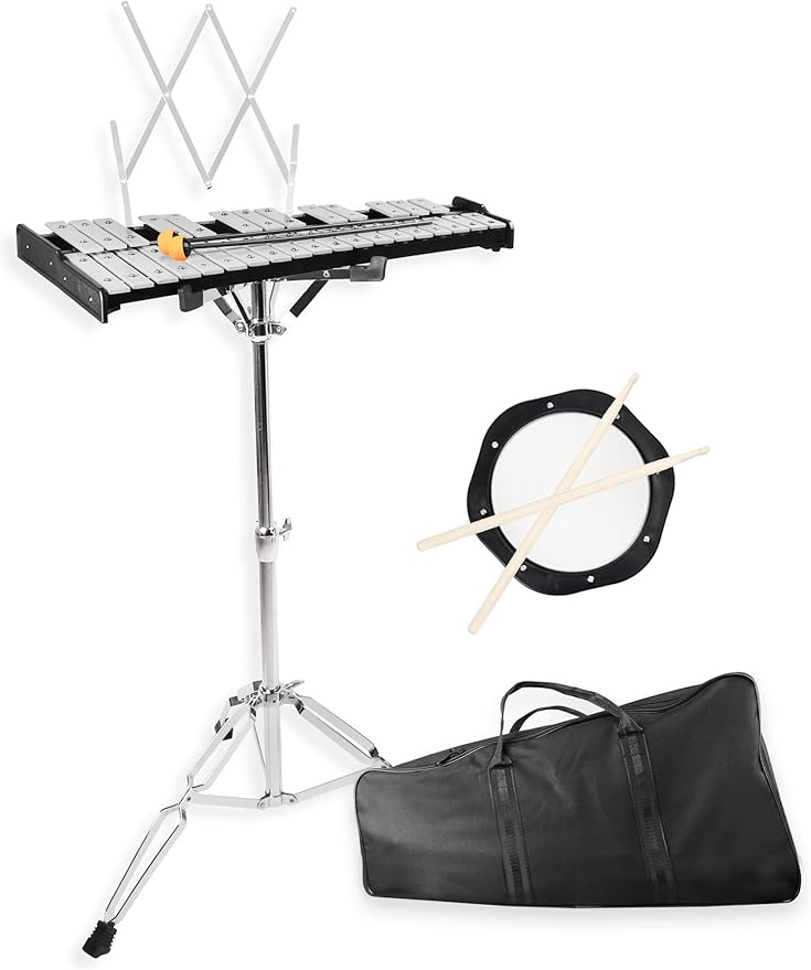 Mr.Power 32 Notes Glockenspiel Bell Kit with 8'' Practice Pad