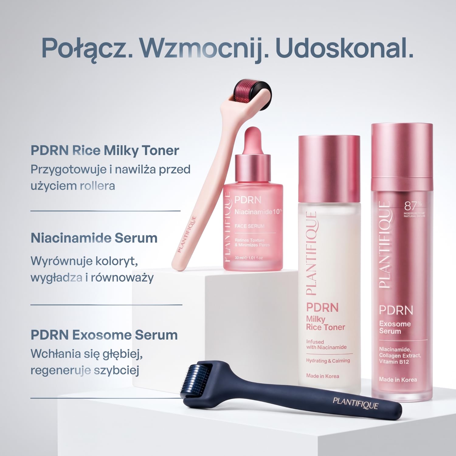 PLANTIFIQUE Dermaroller 0,25 mm – Roller Microneedling do Twarzy, Brody i Skóry Głowy – Tytanowy Wałek z 540 Igłami, Derma Roller – z Etui