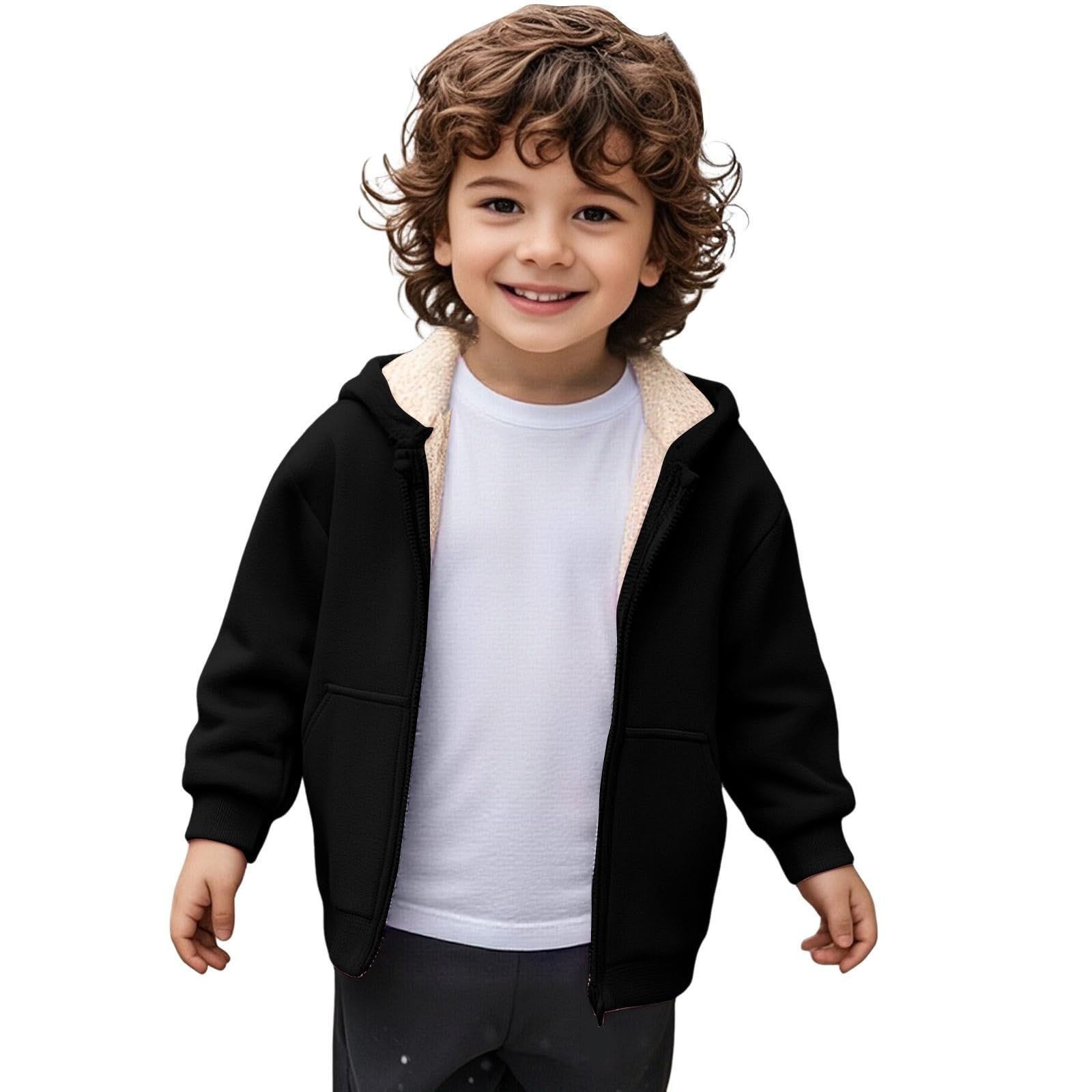 Felpa con cappuccio da ragazza, calda fodera in pile, con cappuccio, in sherpa, morbida, per la scuola, comoda, casual, unisex, per bambini