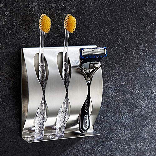 Zahnbürstenhalter Edelstahl Selbstklebend Halter Zahnbürstenköpfe Zahnbürstenhalter Rasierer Halter Wand Bad ohne Bohren Wandmontage Durable