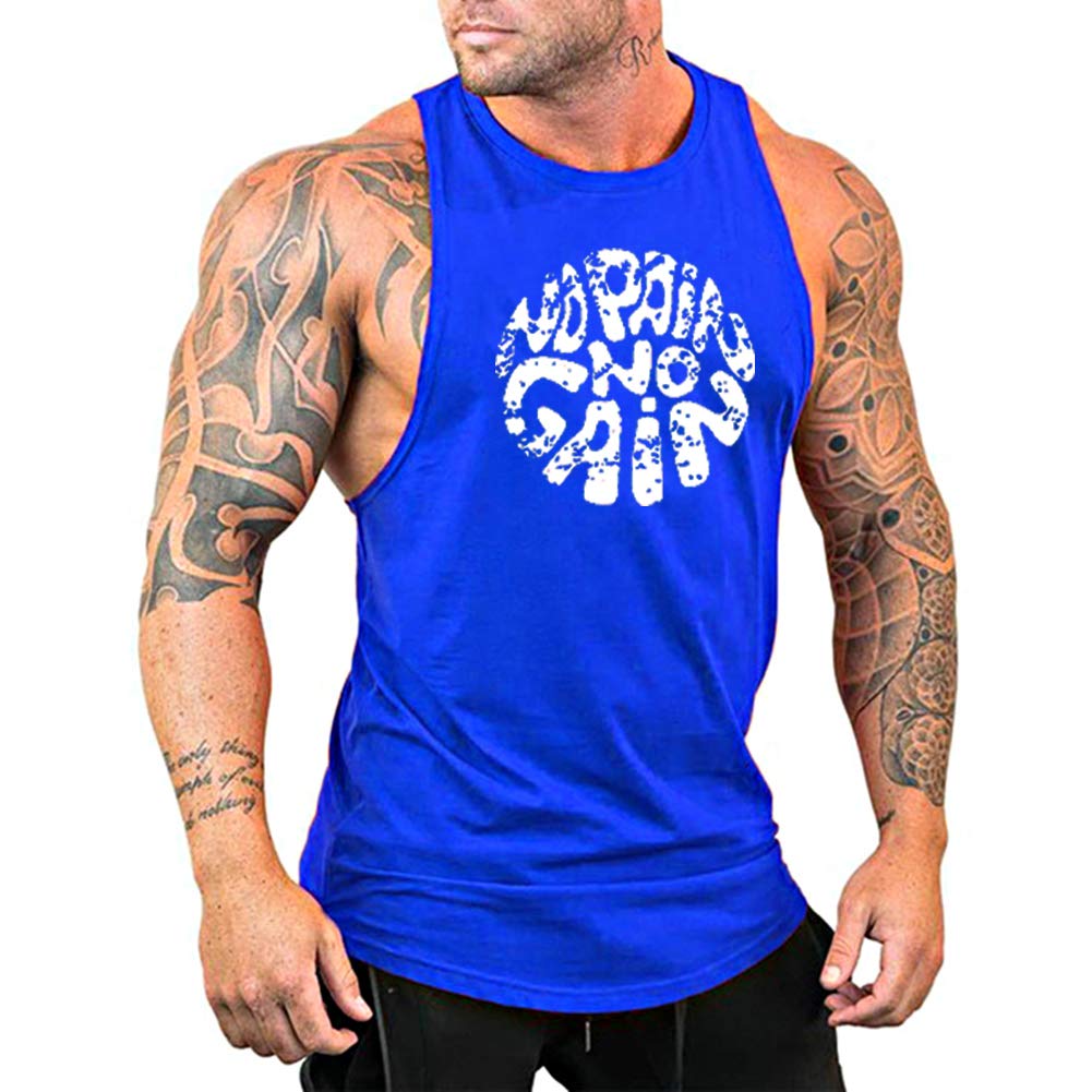 GymLeader Men's Gym Workout Stringer Tank Tops NO Pain NO GAIN Vest Bodybuilding Fitness Muscle Shirts