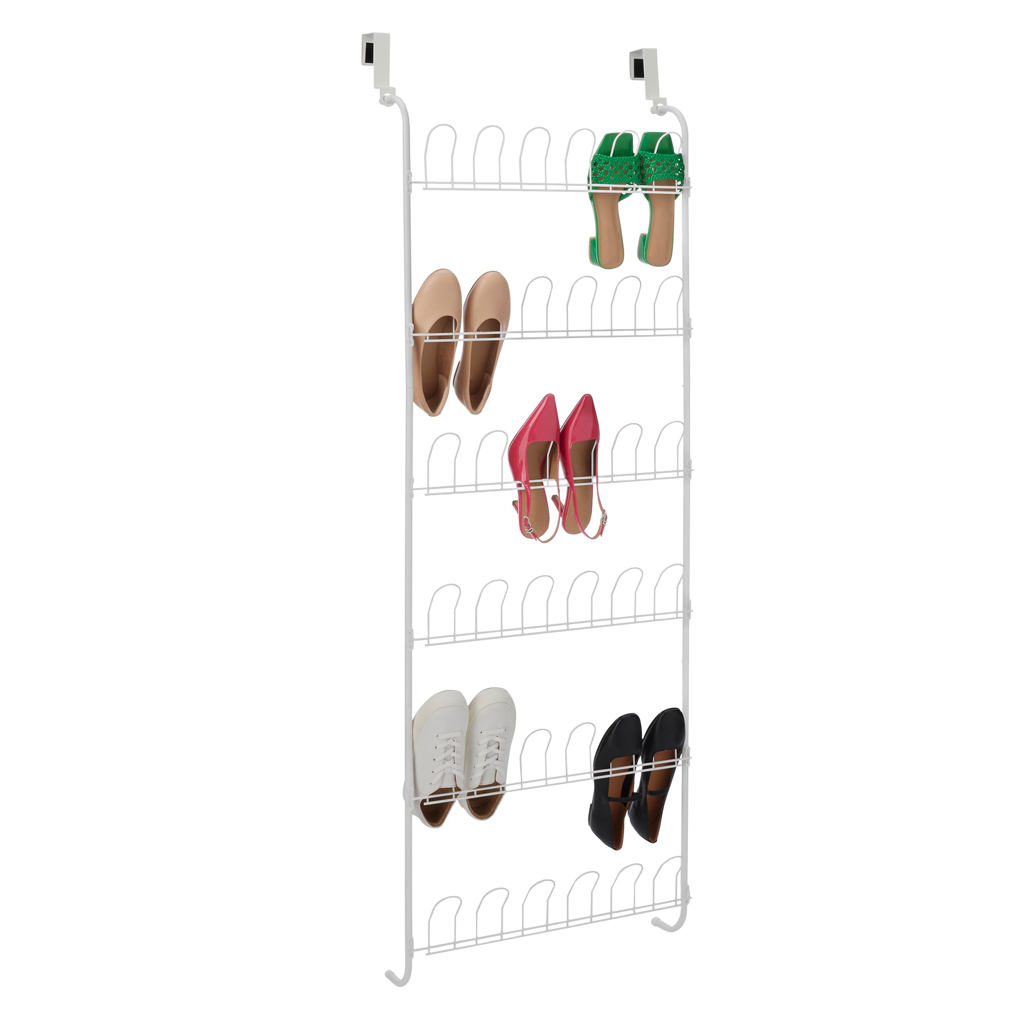 Amazon Basics Over the Door Metal Shoe Rack, 18 Pair Capacity, White