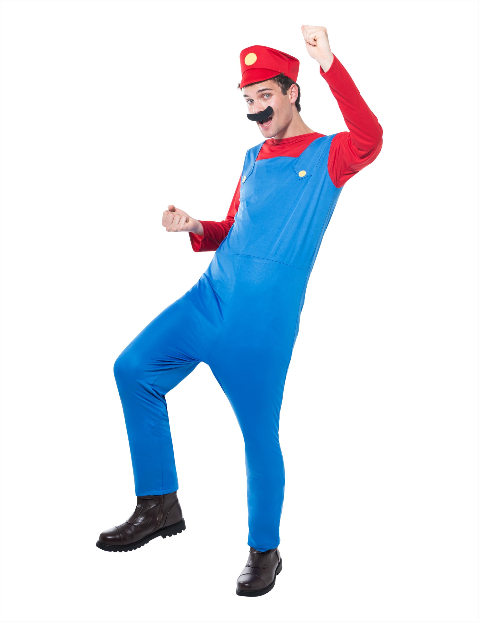 Rubies Disfraz Fontanero para adulto, Jumpsuit con gorra y bigote, Talla única, para Despedidas, Carnaval, fiestas y cosplay