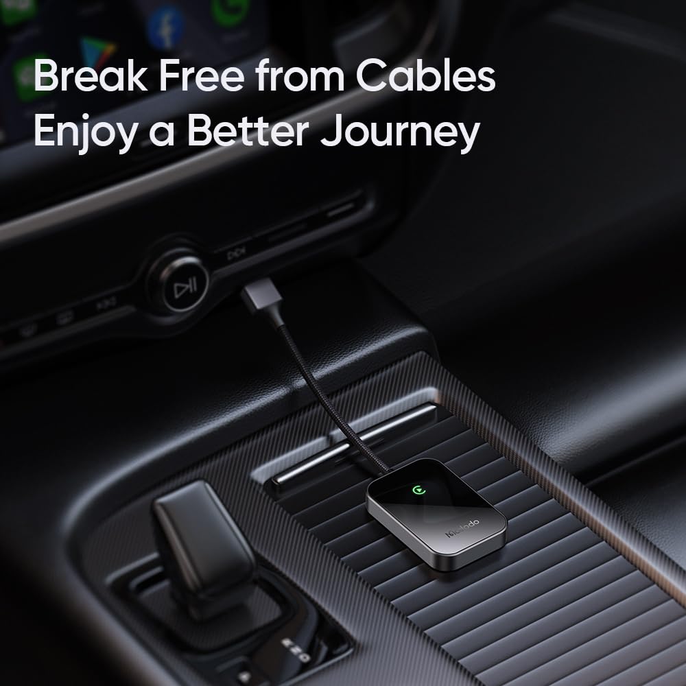 mcdodo CarPlay Adaptateur sans fil pour iPhone, Convertissez CarPlay filaire en sans fil, Bluetooth 5.0, Noir