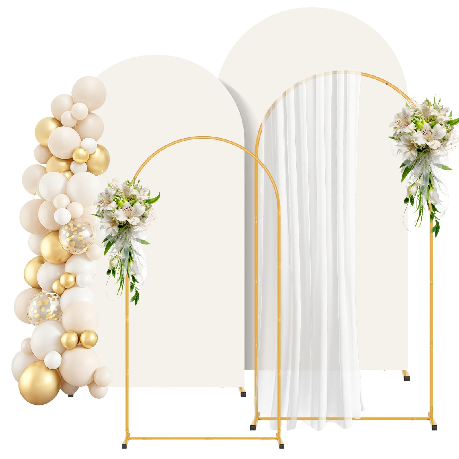 2 Pack Arch Backdrop Stand and Cover Set (7.2FT/6FT), Balloon Arch Stand