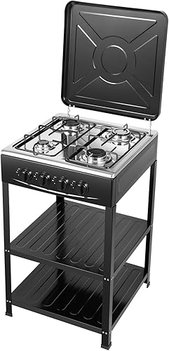 Miniatura 8 de Estufa de gas de 4 quemadores, 300000BTU portátil de GNL, estufa de parrilla de campamento de acero inoxidable con soporte para patas y adaptador de