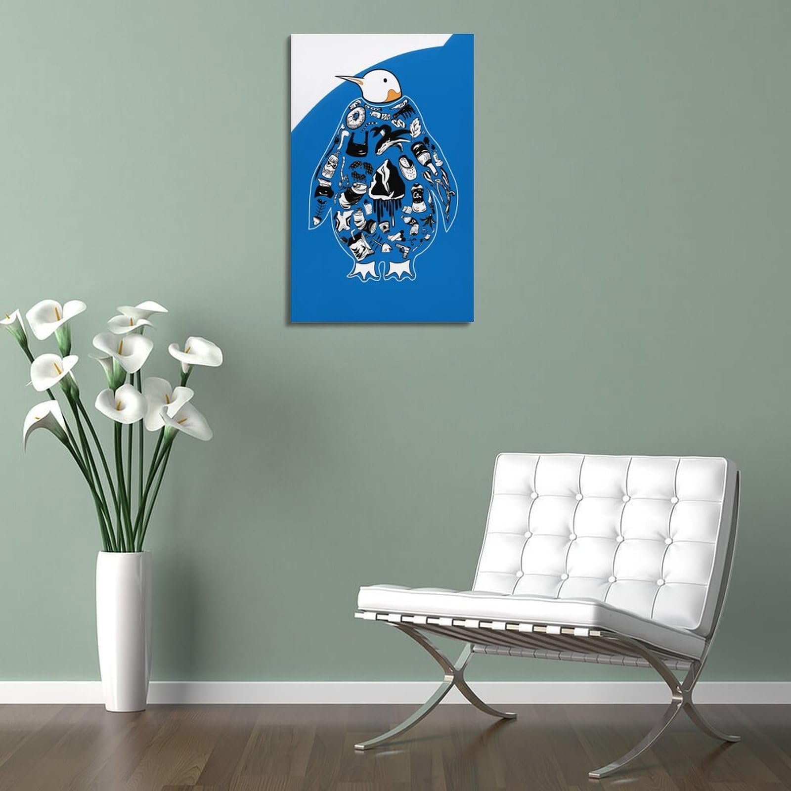 koanga Kreatives Tierposter mit Pinguinmotiv, schützt die ökologische Umwelt, dekoratives Gemälde, Leinwand, Wandposter und Kunstdruck, modernes Familienschlafzimmer-Dekor-Poster, 50 x 75 cm