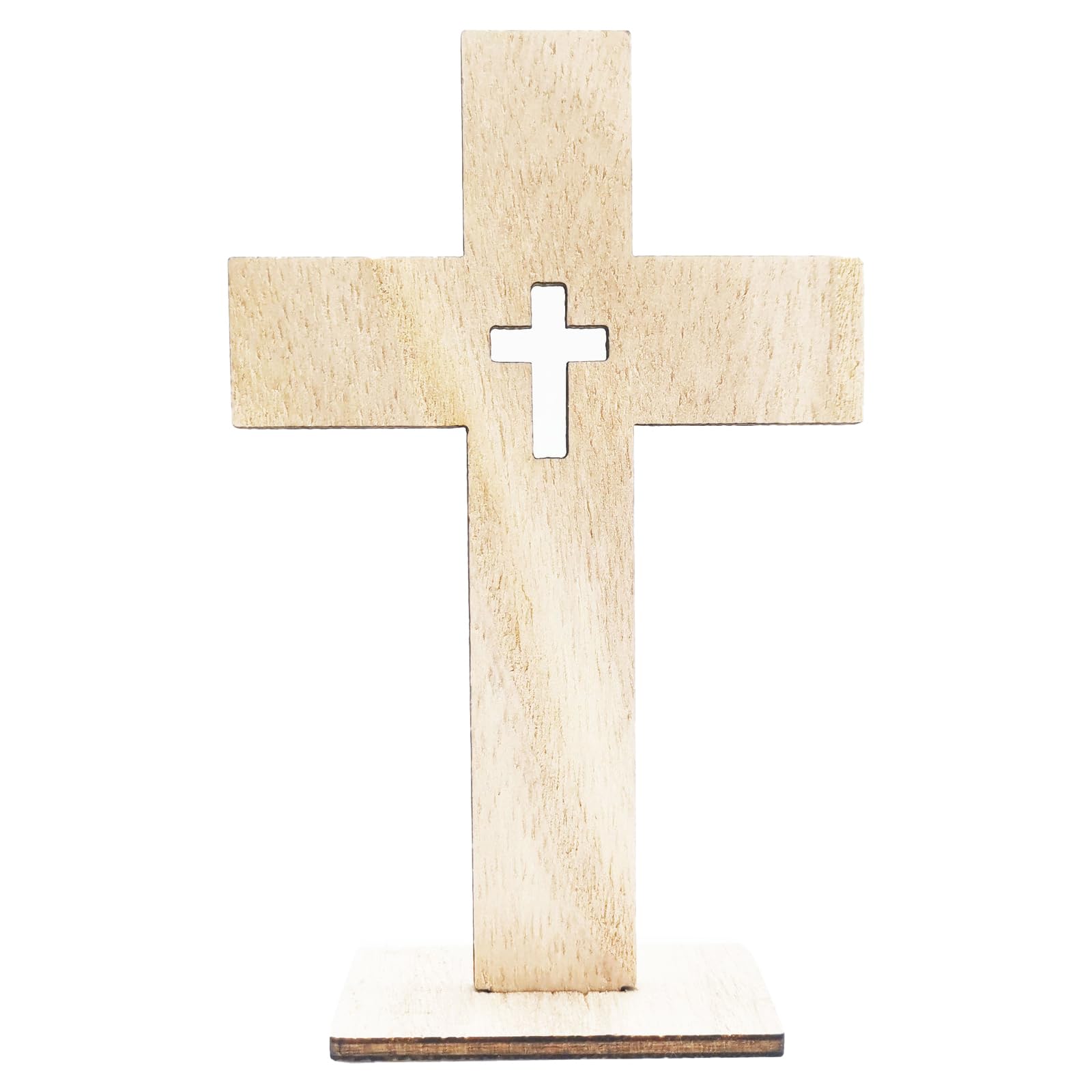 LERONO Grande Croix Avec Support - Sculpture Chrétienne Catholique Debout - Décoration De Table Pour Prière - Croix Debout