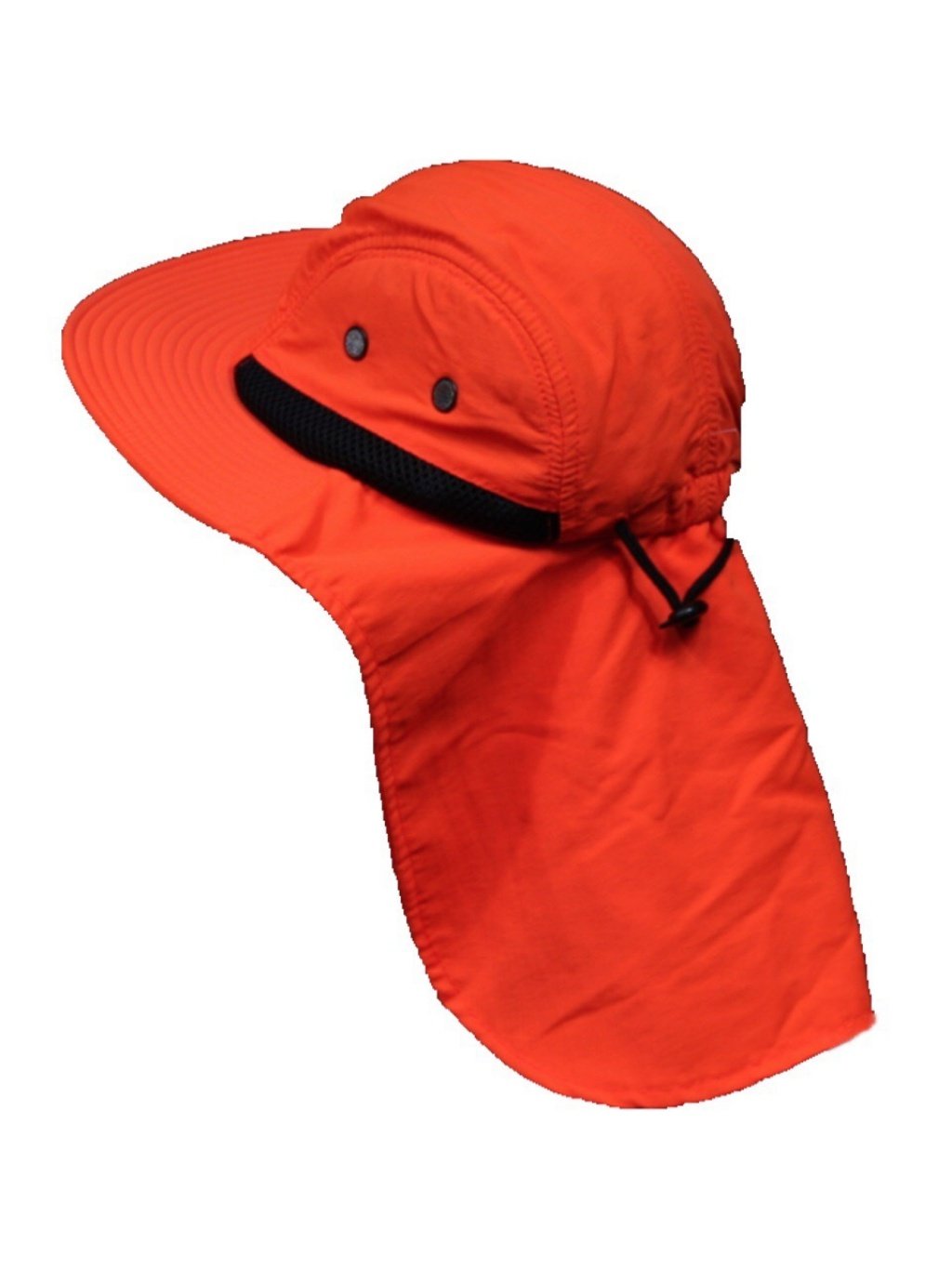 Bucket Sun Flap Bonnie Snap Hat Brim Neck Ear Cover Cap Fishing Hiking Hunting (Neon Orange)