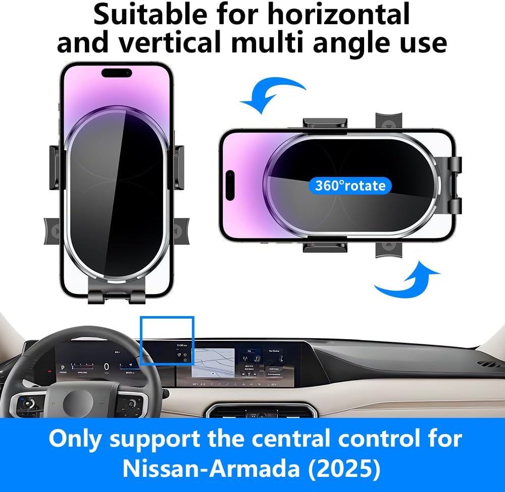 Car Phone Holder for Nissan Armada 2025，Infiniti QX80 2025 Auto Accessories Navigation Screen Bracket Interior Cell Mobile Phone Mount Holders case Accessory
