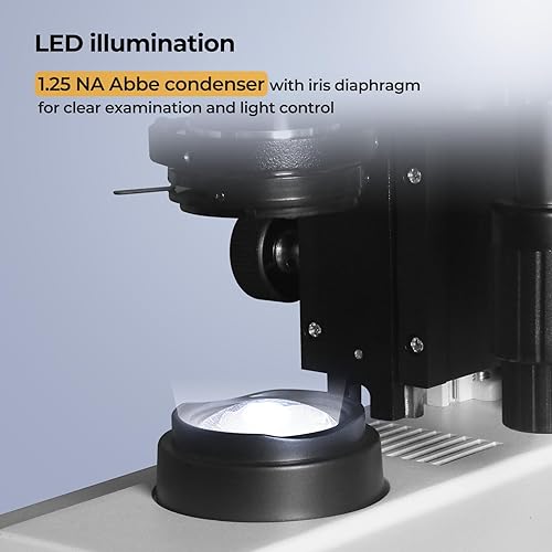 Miniatura 5 de Grado de investigación Microscopios trinoculares compuestos Vabiooth Lab 40X-2500X con pantalla LCD de 7 pulgadas, ocular electrónico de 5 MP,